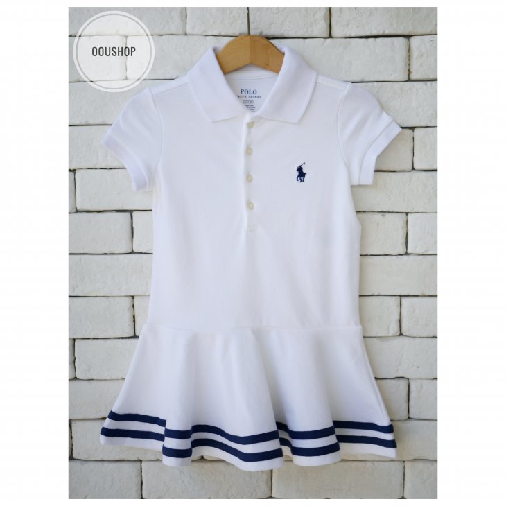 POLO RALPH LAUREN KIDS STRIPED STRETCH MESH POLO DRESS