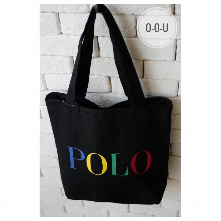POLO RALPH LAUREN LOGO COTTON CAVAS TOTE