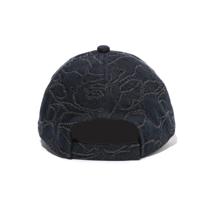 A BATHING APE LINE CAMO JACQUARD MULTI LOGO DENIM CAP