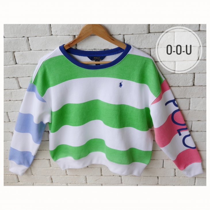 POLO RALPH LAUREN GIRLS STRIPED FLEECE SWEATSHIRT