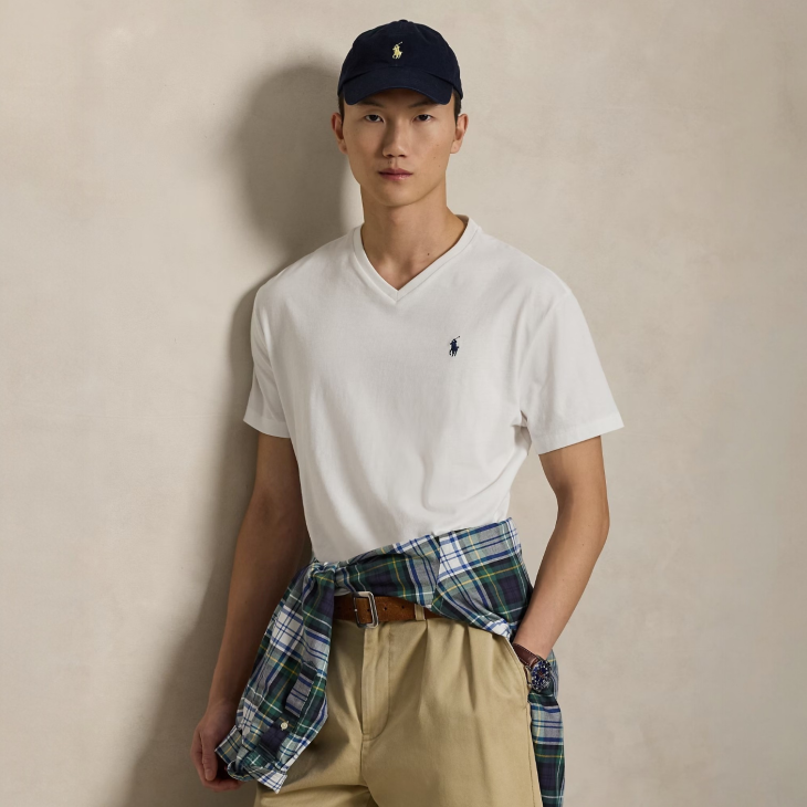 POLO RALPH LAUREN CUSTOM SLIM FIT JERSEY V-NECK T-SHIRT