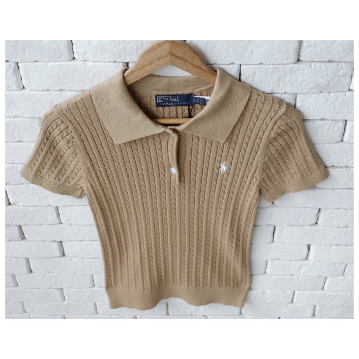 POLO RALPH LAUREN WOMEN COTTON CABLE KNIT POLO SHIRT