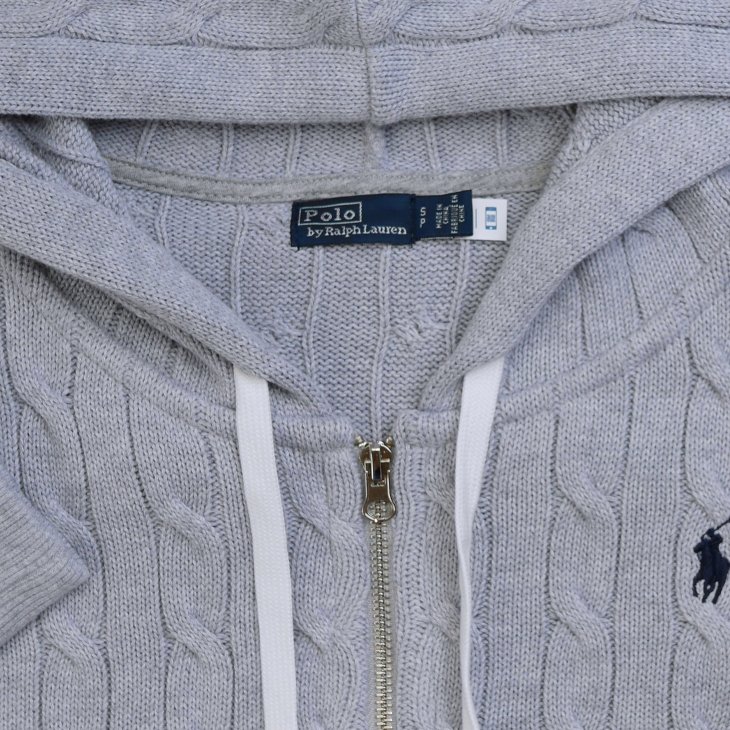 POLO RALPH LAUREN WOMEN CABLE-KNIT COTTON FULL ZIP HOODIE
