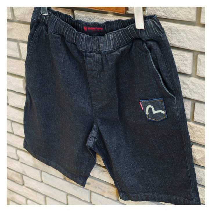 EVISU Seagull and Logo Embroidered Denim Shorts