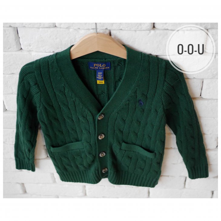 POLO RALPH LAUREN KIDS CABLE-KNIT COTTON V-NECK CARDIGAN