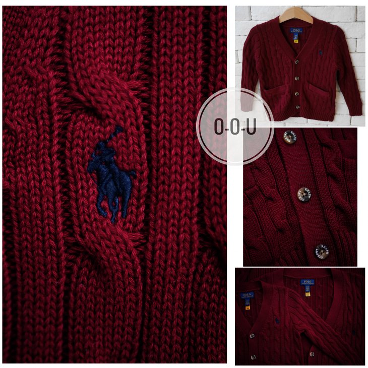 POLO RALPH LAUREN KIDS CABLE-KNIT COTTON V-NECK CARDIGAN