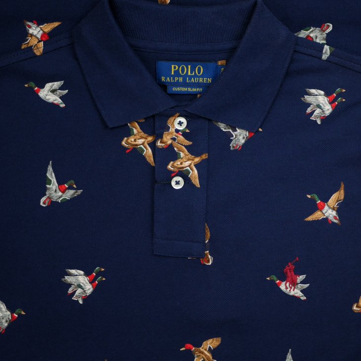 POLO RALPH LAUREN CUSTOM SLIM DUCK PRINT MESH POLO SHIRT