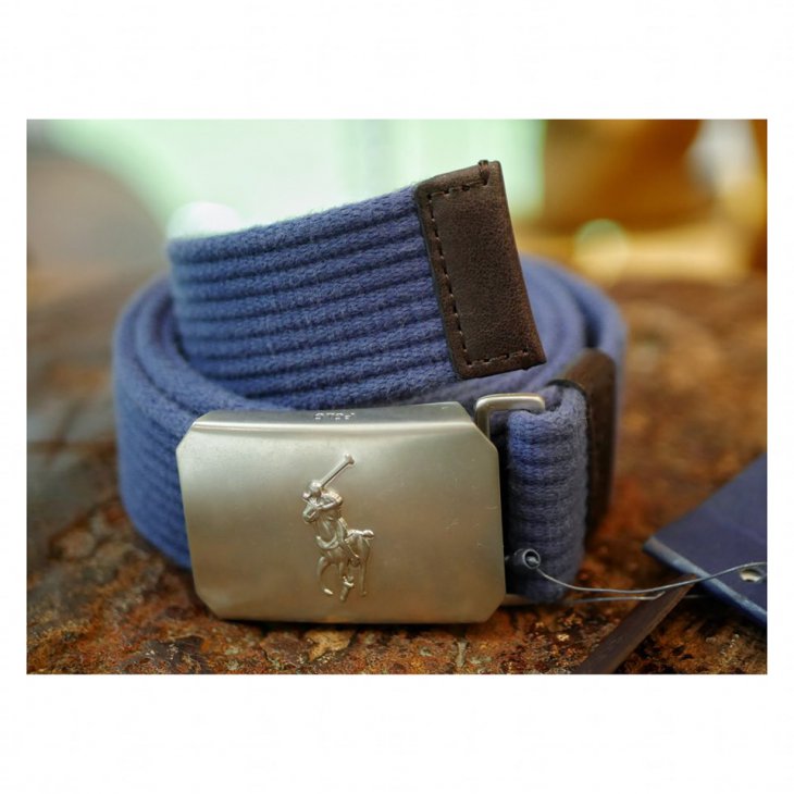 POLO RALPH LAUREN WEBBED BELT IN WASH NAVY