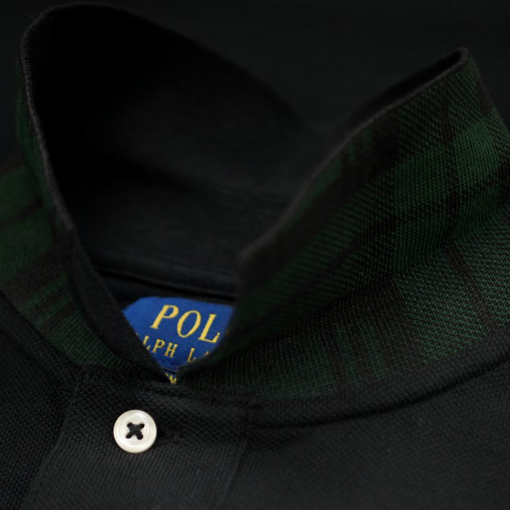 POLO RALPH LAUREN CUSTOM SLIM FIT PLAID TRIM MESH POLO SHIRT