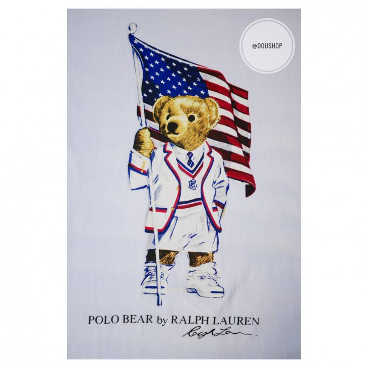 POLO RALPH LAUREN FLAG BEAR COTTON T-SHIRT