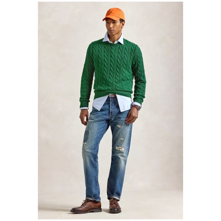POLO RALPH LAUREN CABLE KNIT COTTON SWEATER