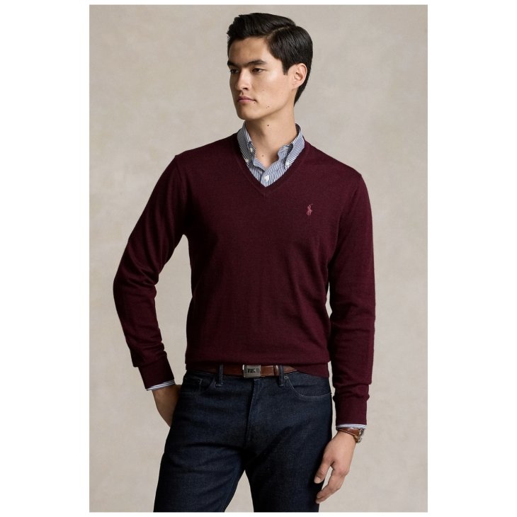 POLO RALPH LAUREN WASHABLE WOOL V-NECK SWEATER