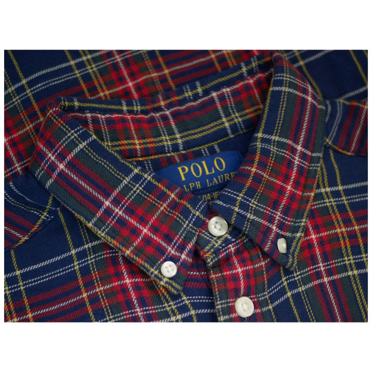 POLO RALPH LAUREN BOYS BUFFALO CHECK DOUBLE FACED COTTON SHIRT