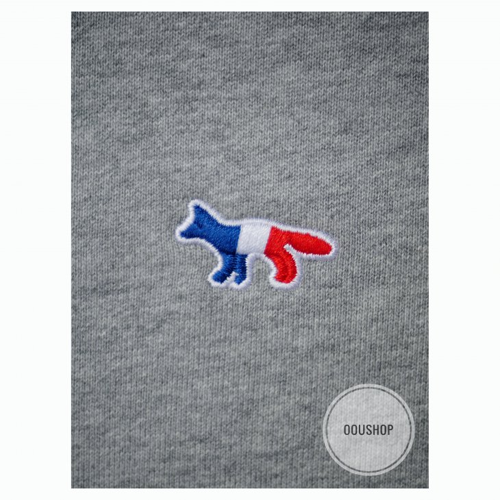 MAISON KITSUNE ALL-OVER TRICOLOR FOX EMBROIDERY SWEATSHIRT