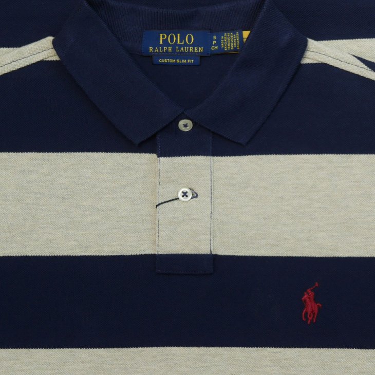POLO RALPH LAUREN CUSTOM SLIM FIT STRIPED MESH POLO SHIRT