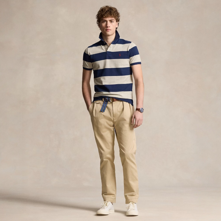 POLO RALPH LAUREN CUSTOM SLIM FIT STRIPED MESH POLO SHIRT