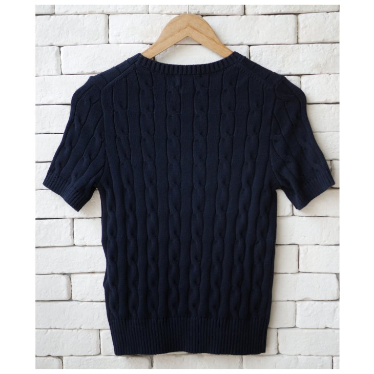 ️POLO RALPH LAUREN WOMEN CABLE-KNIT COTTON SHORT-SLEEVE SWEATER