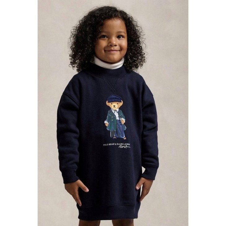 POLO RALPH LAUREN KIDS POLO BEAR FLEECE SWEATSHIRT DRESS