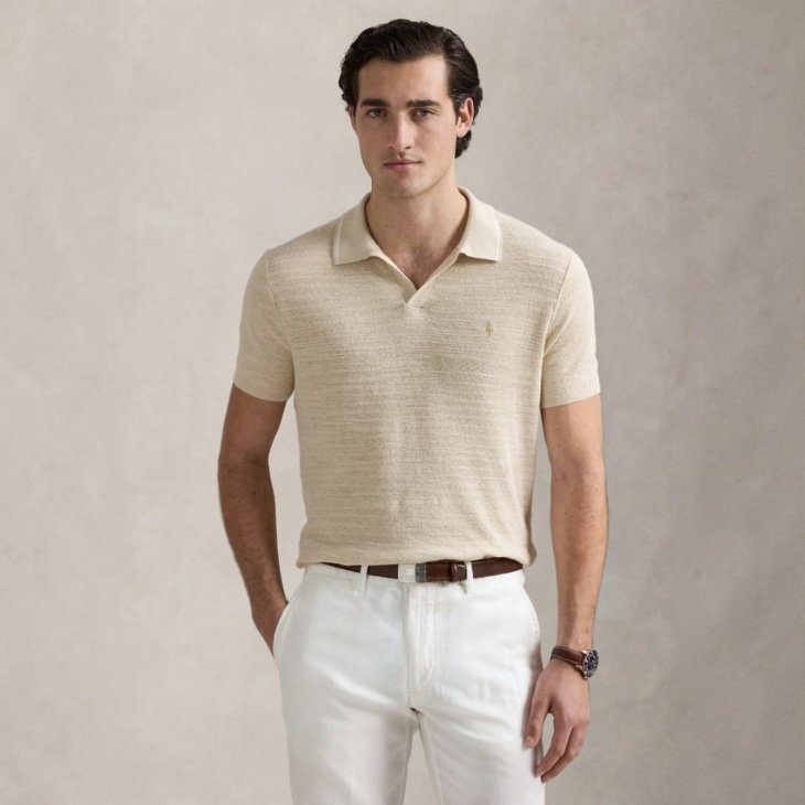POLO RALPH LAUREN TEXTURED COTTON-LINEN SWEATER