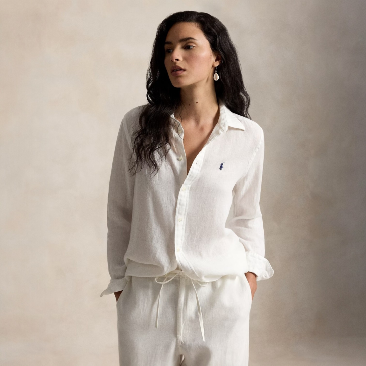 POLO RALPH LAUREN WOMEN CLASSIC FIT LINEN SHIRT